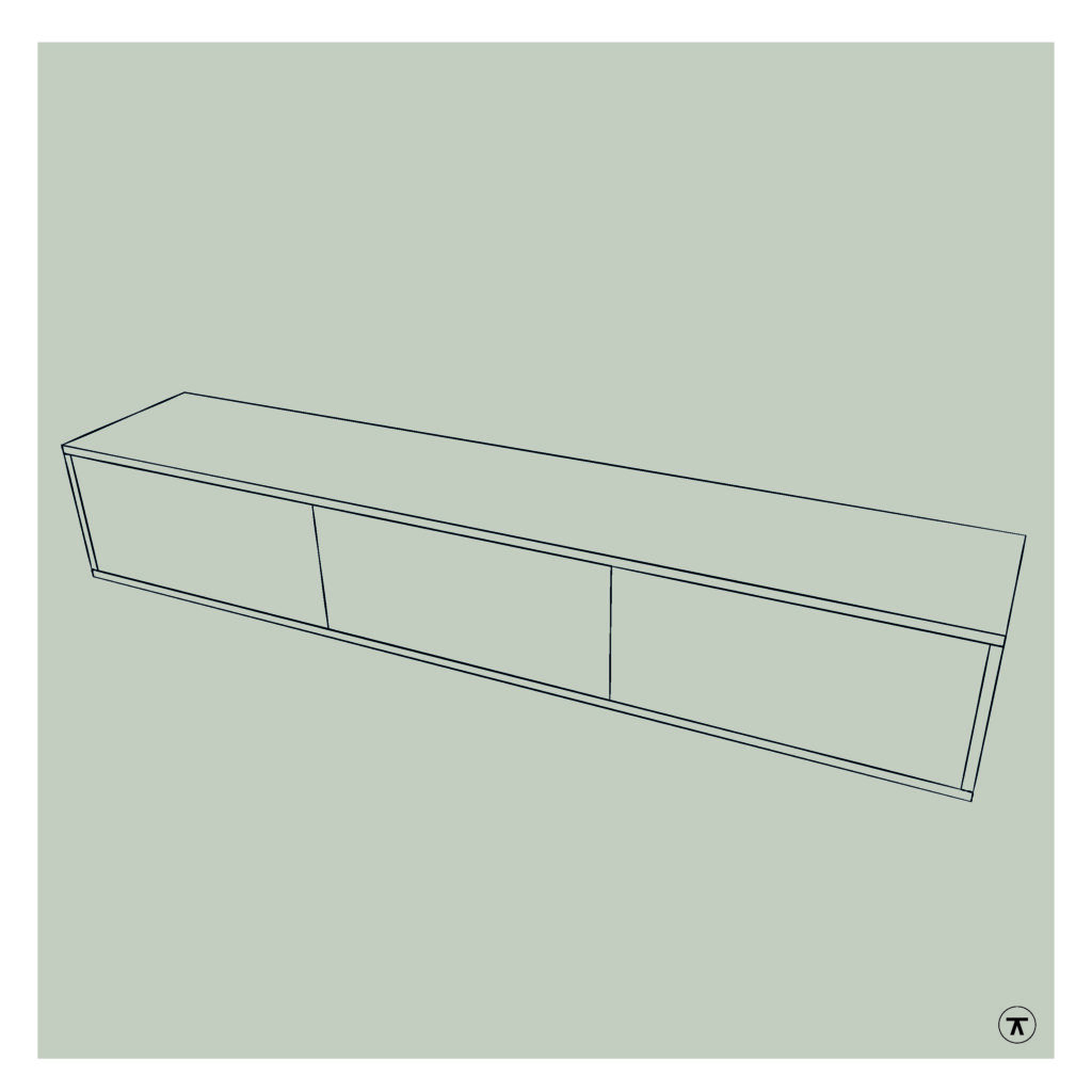 Lijntekening van tv kast zonder kabeldoorvoer