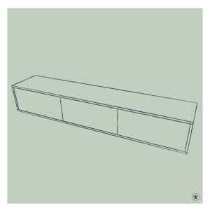 Lijntekening van tv kast zonder kabeldoorvoer