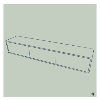 Lijntekening van tv kast zonder kabeldoorvoer