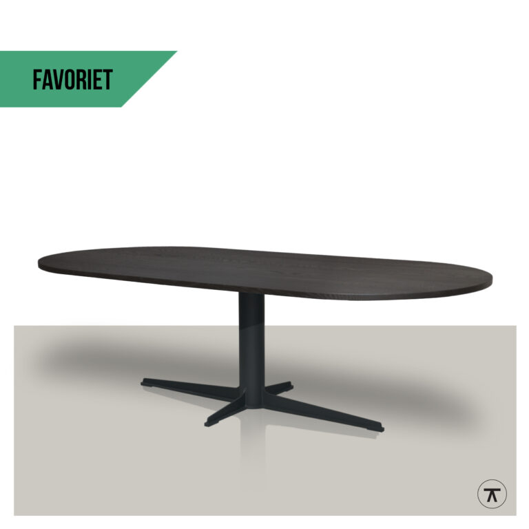 Plat ovale tafel Flam met label FAVORIET