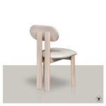 Houten eetkamerstoel Wendy met lichte zitting achteraanzicht