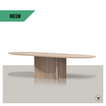 Plat ovale tafel Geminor met label NIEUW