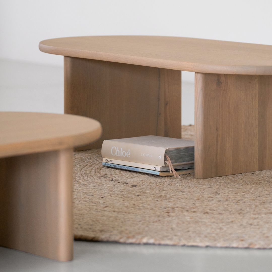 Plat ovale salontafels Snow in verschillende afmetingen