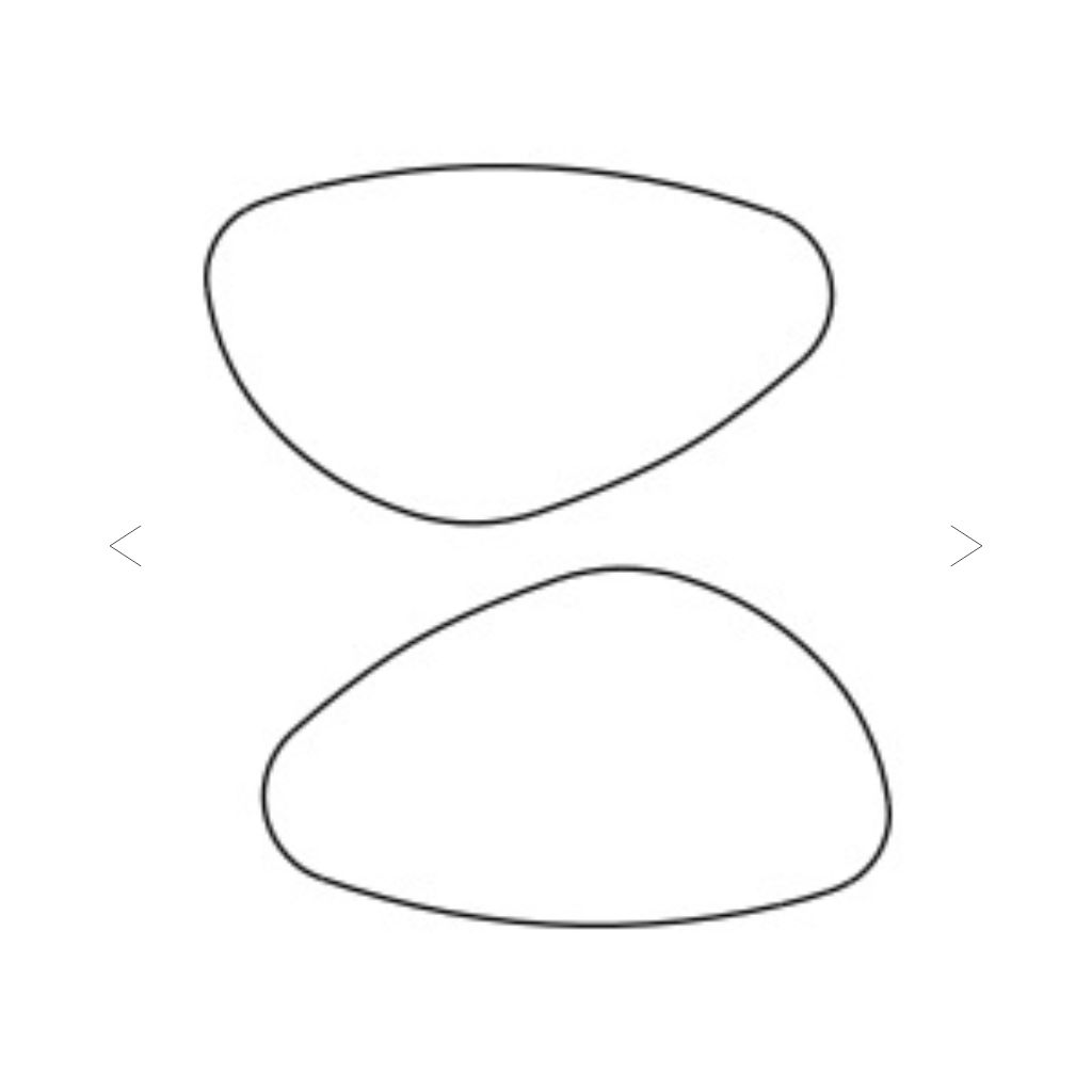 Lijntekening organische tafel Kiezel (B) met pijltjes