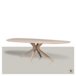 Organische tafel Corvee met houten matrix onderstel