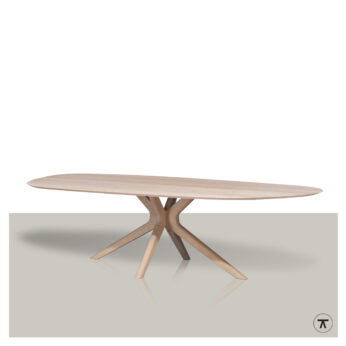 Organische tafel Corvee met houten matrix onderstel