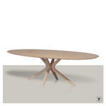 Ovale tafel Corta met houten matrix onderstel