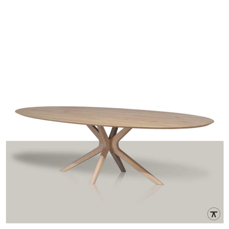 Ovale tafel Corta met houten matrix onderstel