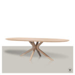 Plat ovale tafel Orta met houten matrix onderstel