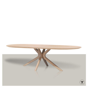 Plat ovale tafel Orta met houten matrix onderstel