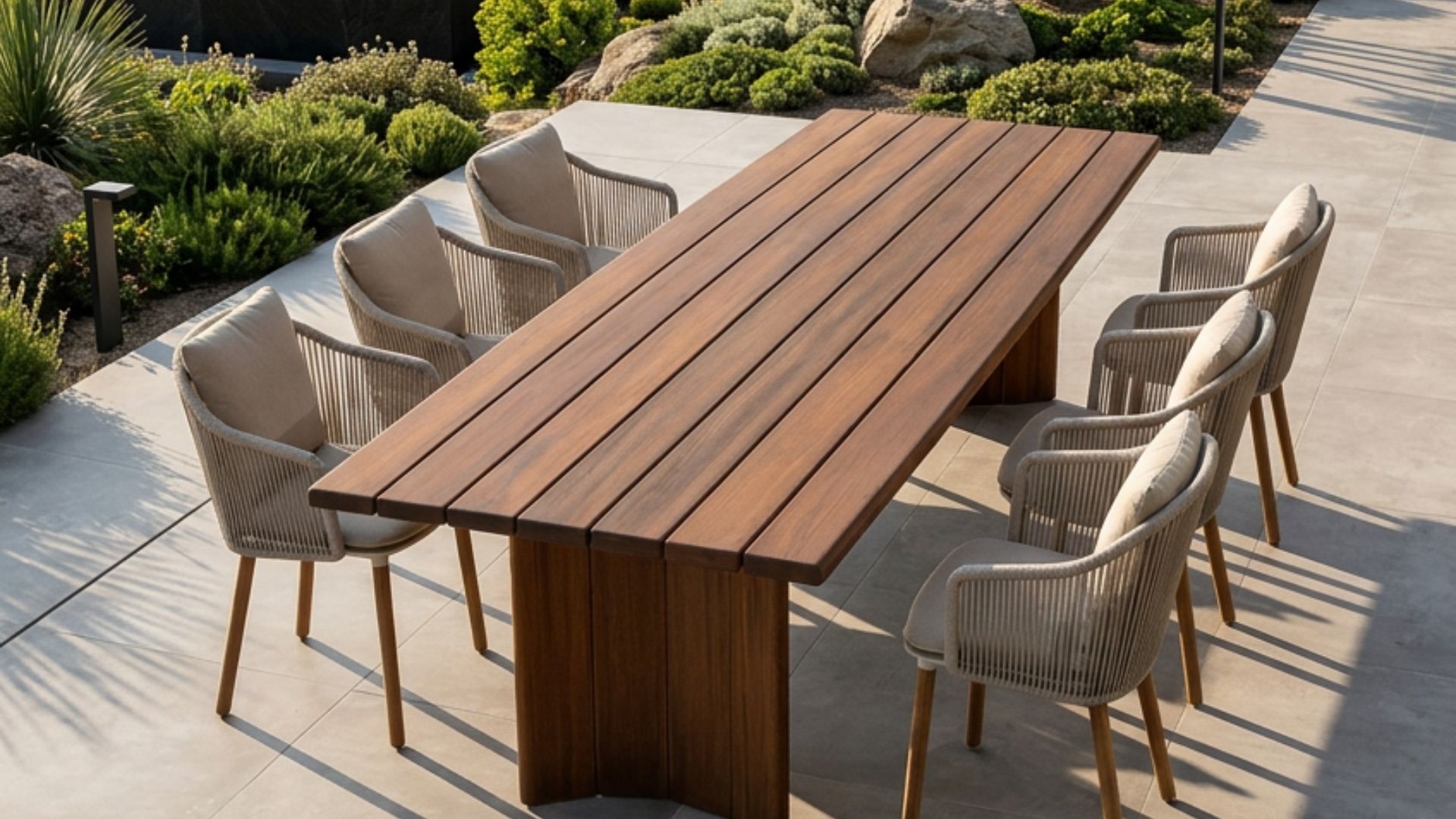Houten tuintafel met 6 stoelen
