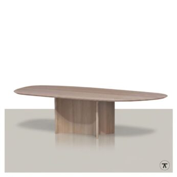 Organische houten eettafel Eef met houten wang onderstel in de lengte